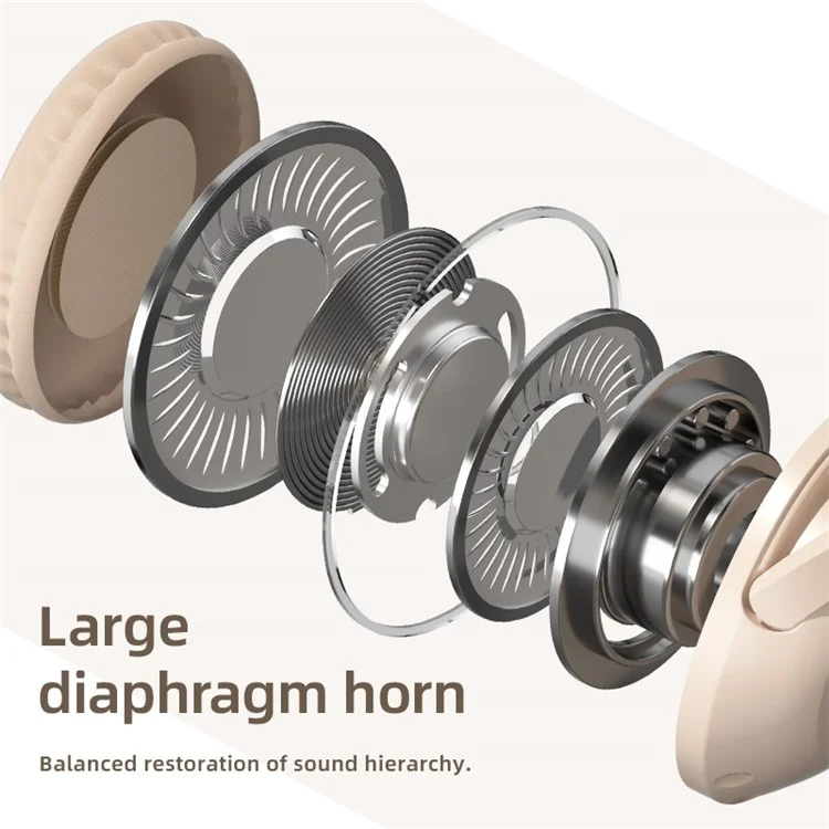 OVLENG FF92 Folding Over-Ear Wireless Bluetooth-compatible Headphone ANC 3D Stereo Sound Headset - Beige