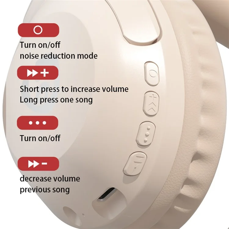 OVLENG FF92 Folding Over-Ear Wireless Bluetooth-compatible Headphone ANC 3D Stereo Sound Headset - Beige