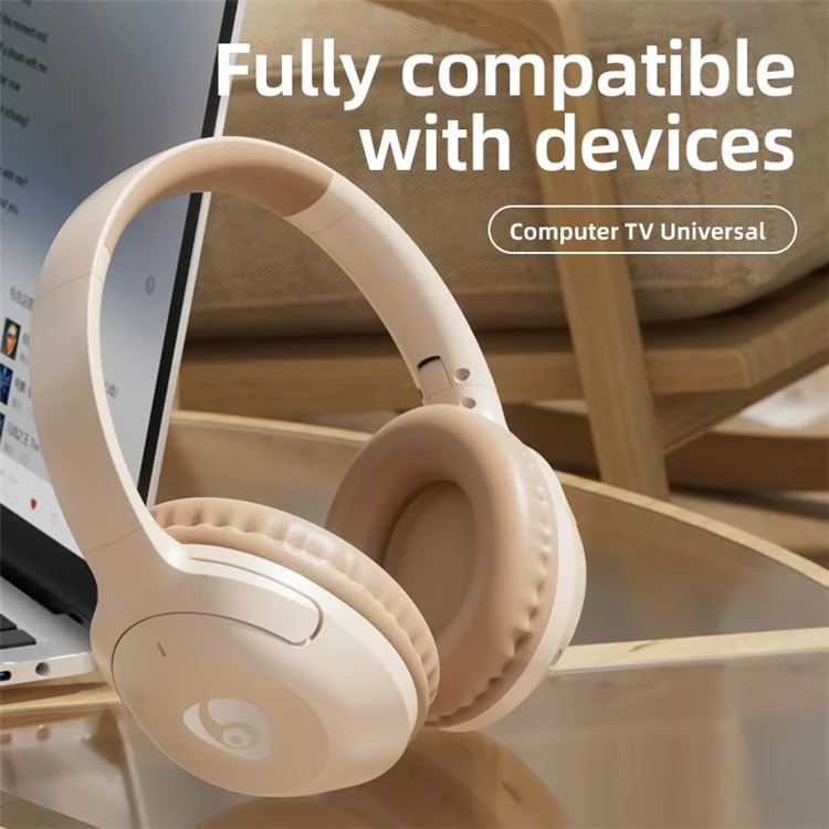 OVLENG FF92 Folding Over-Ear Wireless Bluetooth-compatible Headphone ANC 3D Stereo Sound Headset - Beige