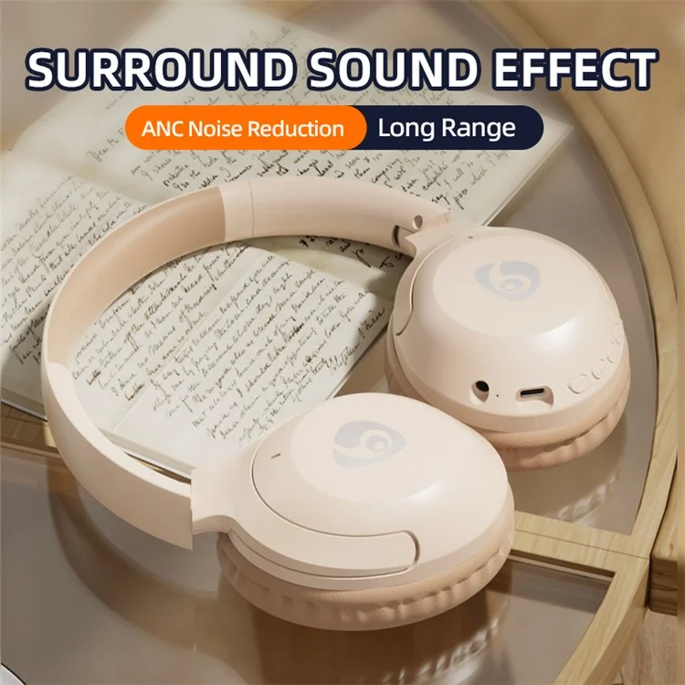 OVLENG FF92 Folding Over-Ear Wireless Bluetooth-compatible Headphone ANC 3D Stereo Sound Headset - Beige