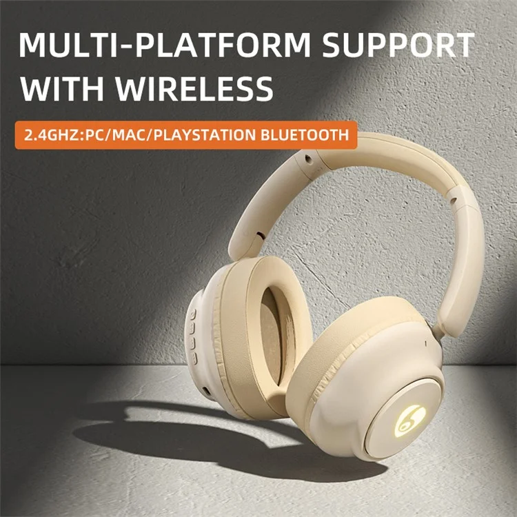 OVLENG FF93 Wireless Bluetooth-compatible Headphone Over-Ear Music Earphone Folding HiFi Stereo Sound Headset - Beige