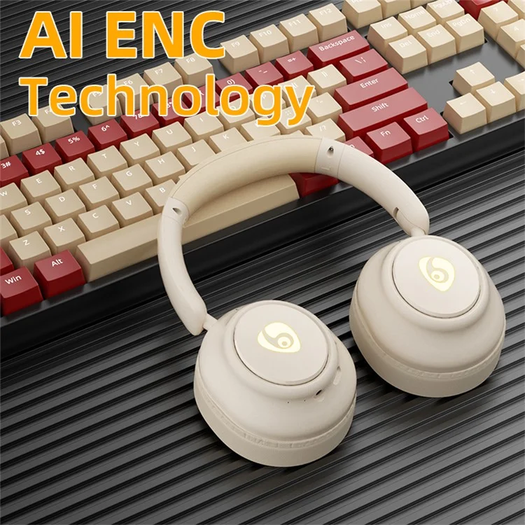OVLENG FF93 Wireless Bluetooth-compatible Headphone Over-Ear Music Earphone Folding HiFi Stereo Sound Headset - Beige