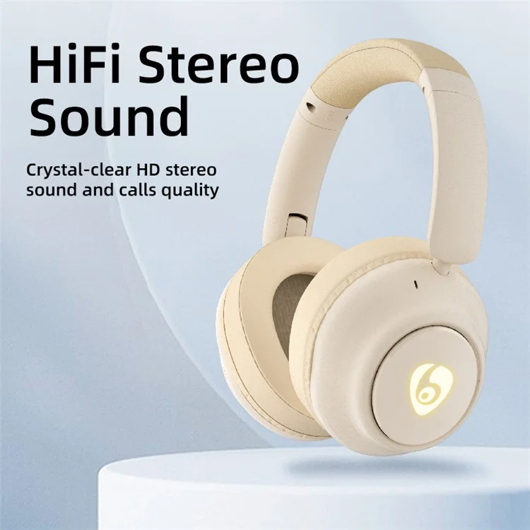 OVLENG FF93 Wireless Bluetooth-compatible Headphone Over-Ear Music Earphone Folding HiFi Stereo Sound Headset - Beige