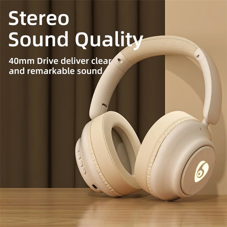 OVLENG FF93 Wireless Bluetooth-compatible Headphone Over-Ear Music Earphone Folding HiFi Stereo Sound Headset - Beige