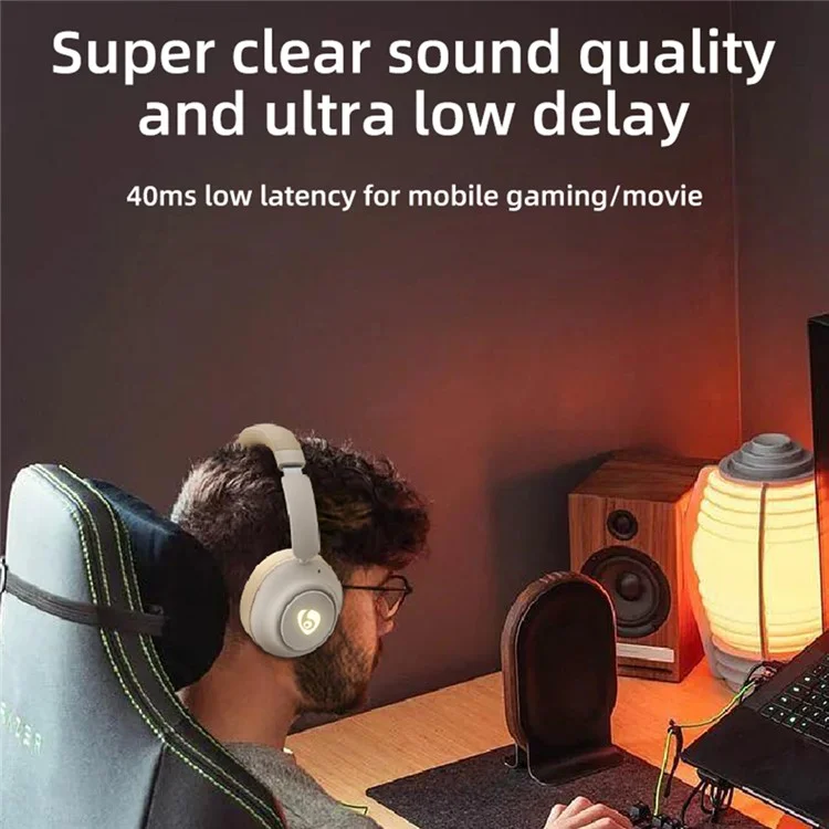 OVLENG FF93 Wireless Bluetooth-compatible Headphone Over-Ear Music Earphone Folding HiFi Stereo Sound Headset - Beige