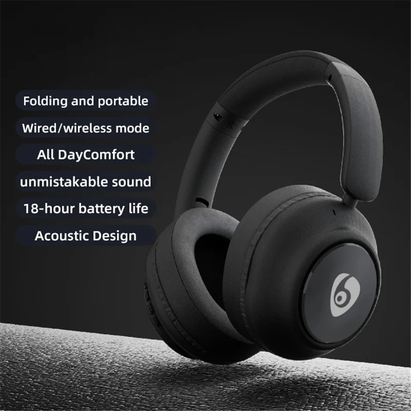 Auriculares inalámbricos Bluetooth OVLENG FF93 con cancelación de ruido, auricular plegable HiFi con sonido estéreo - Negro