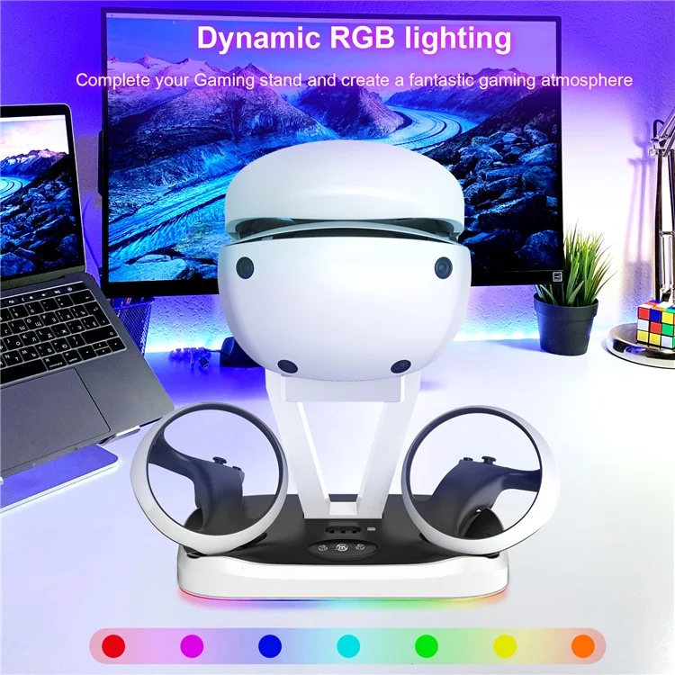 JYS P5155 For PS VR2 Charging Stand with Display Light Handle Charging Base with Glasses Holder