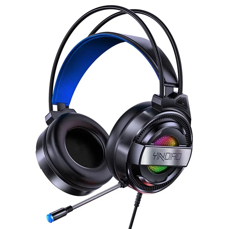 Auriculares de juego con iluminación LED YINDIAO Q3 con USB + doble AUX de 3,5 mm con cable - Negro