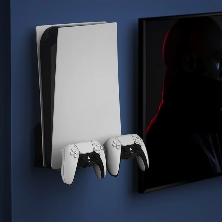 Per PS5 Game Console Host Controller Storage Holder Stand Wall Mounted Bracket con 2 Ganci