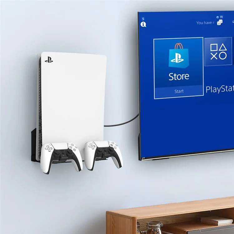 Per PS5 Game Console Host Controller Storage Holder Stand Wall Mounted Bracket con 2 Ganci