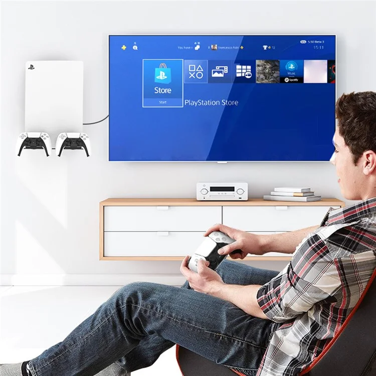 Per PS5 Game Console Host Controller Storage Holder Stand Wall Mounted Bracket con 2 Ganci
