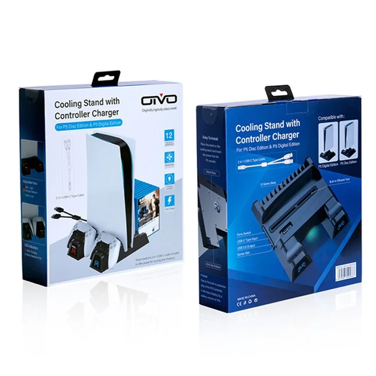 OIVO для консоли Sony PS5 Dual Controllers Charger ABS Cooling Stand Holder