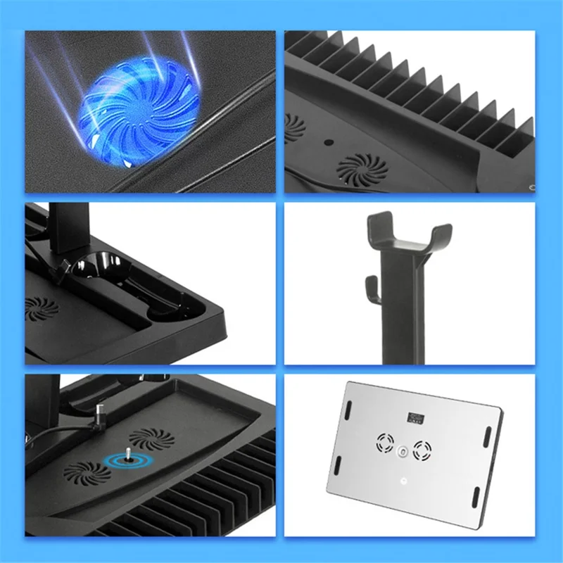 OIVO IV-P5246 For Sony PS5 Console Charge Stand Cooler Base ABS Headset Rack - Black