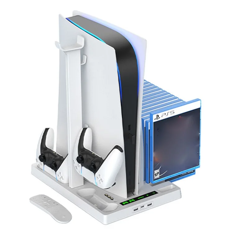 OIVO IV-P5246 For Sony PS5 Console Charge Stand Cooler Base ABS Headset Rack - White