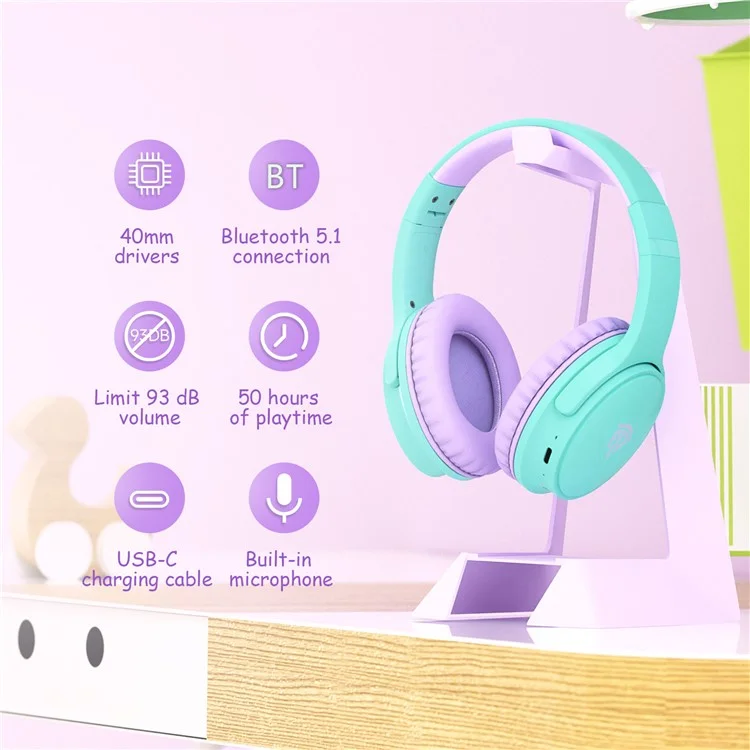 Easysmx B06 85 / Auriculares Bluetooth Para Niños de 93db Auriculares Plegables Con Micrófono