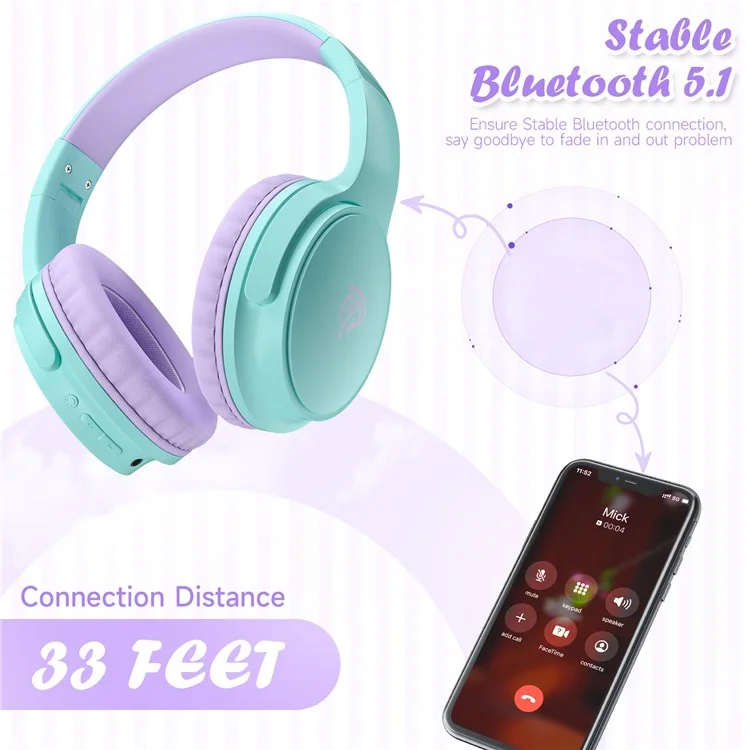 Easysmx B06 85 / Auriculares Bluetooth Para Niños de 93db Auriculares Plegables Con Micrófono