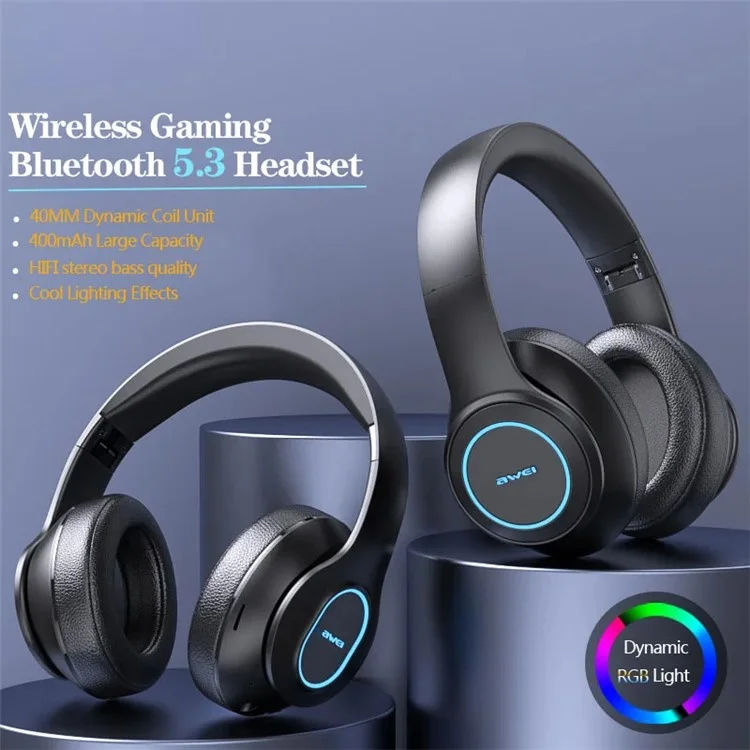 AWEI A100BL Bluetooth-compatible Headphone Wireless Headset with Colorful Light