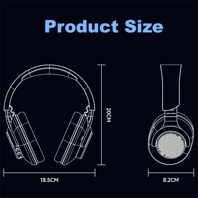 AWEI A997BL Fones de Ouvido Bluetooth 5.1 Over-Ear