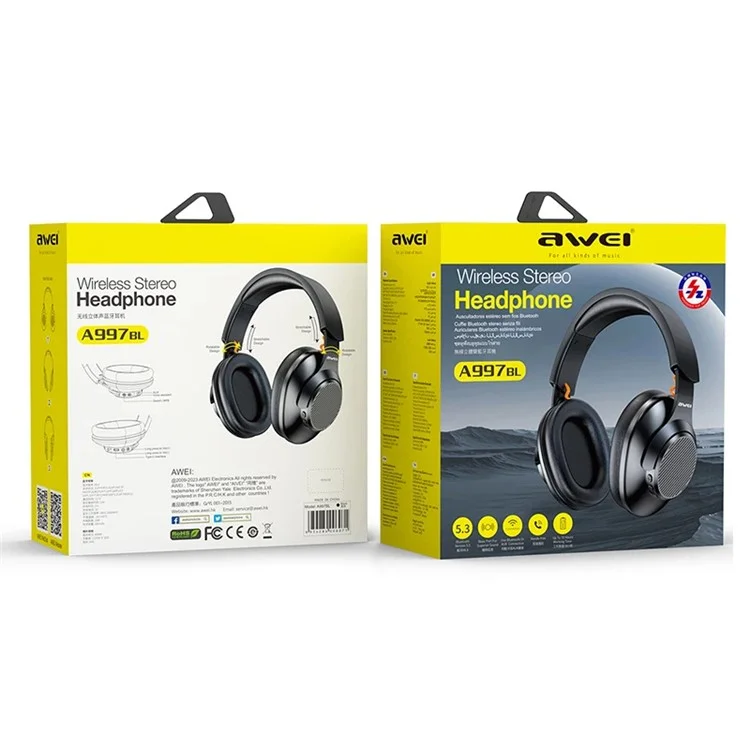 AWEI A997BL Over-Ear Bluetooth 5.1 Fone de Ouvido Com Fio / Fones de Ouvido de Áudio Hi-fi Sem Fio