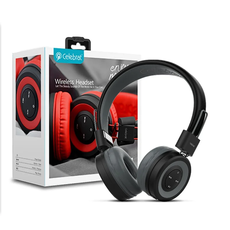 CELEBRAT A4 Foldable Over-Ear Wired Headphone Wireless Bluetooth-compatible Gaming Headset - Red
