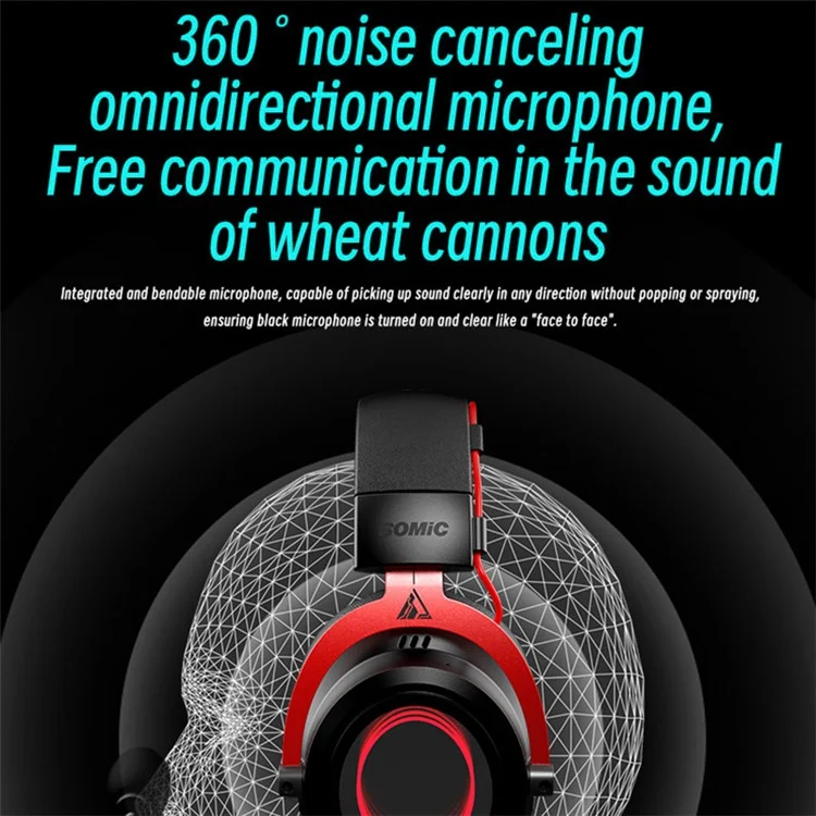 Casque d'écoute de jeu 7.1 Surround Sound SOMIC GB2 Over-Ear, câblé 3,5 mm