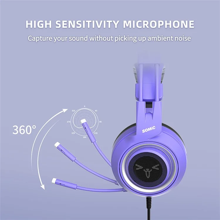 SOMIC G951S E-Sports Gaming Headphone 3,5 mm verkabelt Over-Ear-Kopfhörer - Lila