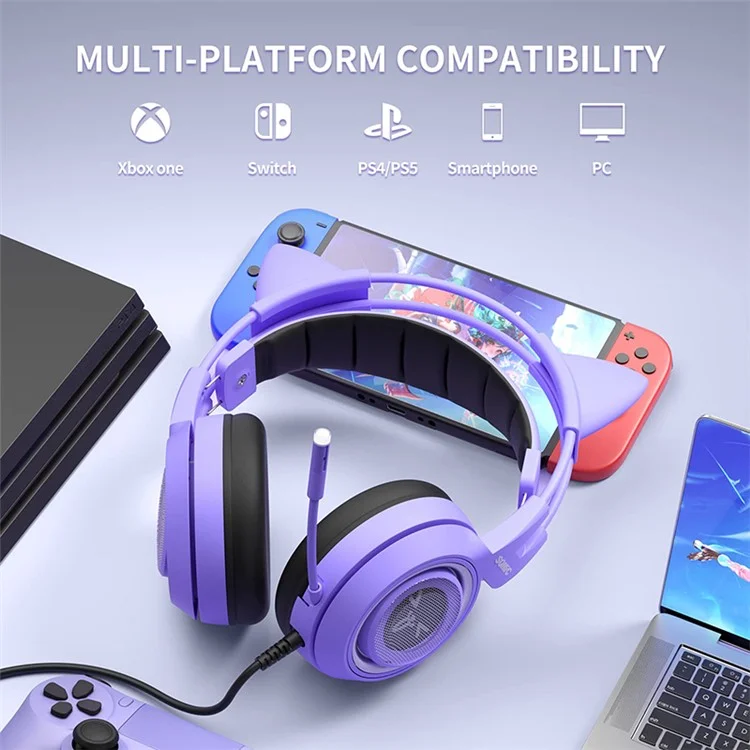 SOMIC G951S E-Sports Gaming Headphone 3,5 mm verkabelt Over-Ear-Kopfhörer - Lila