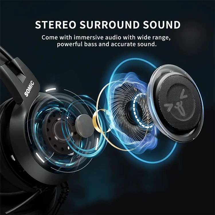 Fone de Ouvido Gamer SOMIC G951S E-Sports 3.5mm Fio Over-Ear - Preto