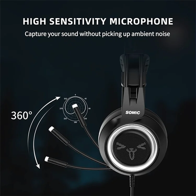 Fone de Ouvido Gamer SOMIC G951S E-Sports 3.5mm Fio Over-Ear - Preto