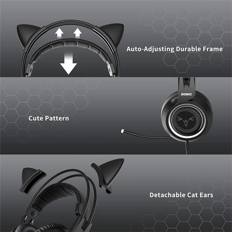 Fone de Ouvido Gamer SOMIC G951S E-Sports 3.5mm Fio Over-Ear - Preto