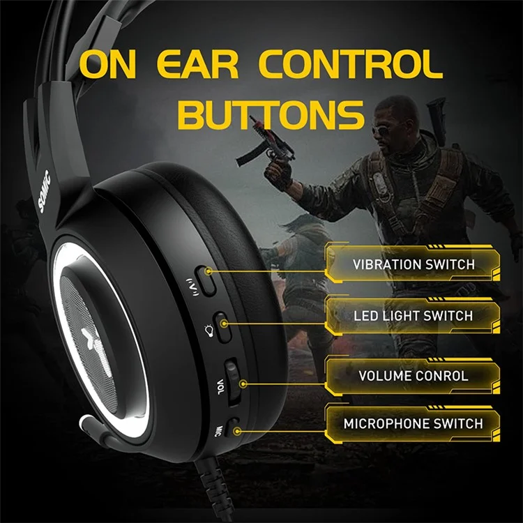 Cuffia da gioco SOMIC G951USB con USB cablata over-ear per computer - Nero