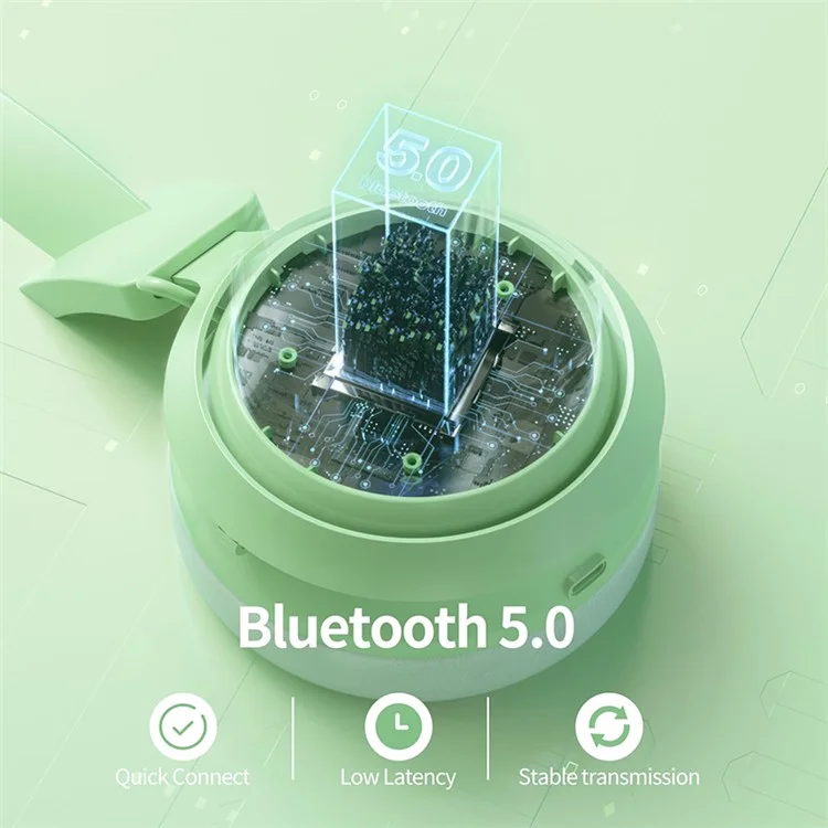 SOMIC GS510 Cat Ear Style Bluetooth-compatible Gaming Headset LED Light Wireless Headphone - Green