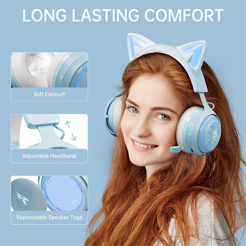 SOMIC GS510 Bluetooth-compatible / 2.4Ghz / 3.5mm Wired 3-Mode Gaming Headset with RGB Lights - Green