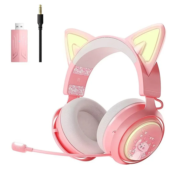 SOMIC GS510 Bluetooth-compatible / 2.4Ghz / 3.5mm Wired 3-Mode Gaming Headset with RGB Lights - Pink