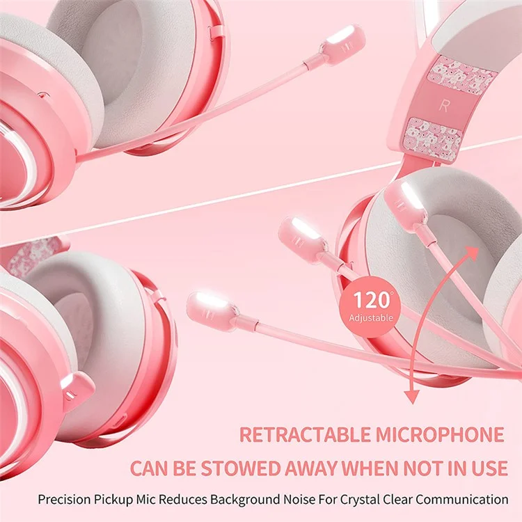 SOMIC GS510 Bluetooth-compatible / 2.4Ghz / 3.5mm Wired 3-Mode Gaming Headset with RGB Lights - Pink