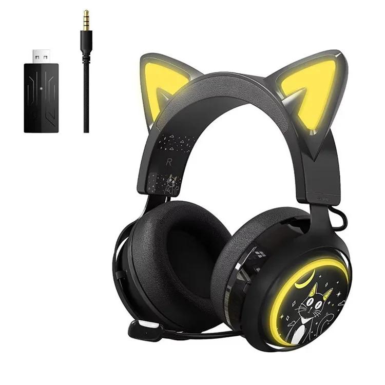 SOMIC GS510 Bluetooth-compatible / 2.4Ghz / 3.5mm Wired 3-Mode Gaming Headset with RGB Lights - Black