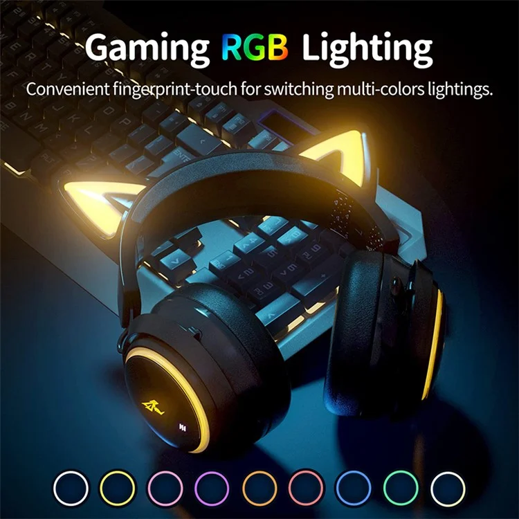 Somic GS510 Bluetooth / 2,4 Ghz / 3,5 mm Verdrahtete 3-modi-gaming-headset Mit Rgb-lichtern - Schwarz