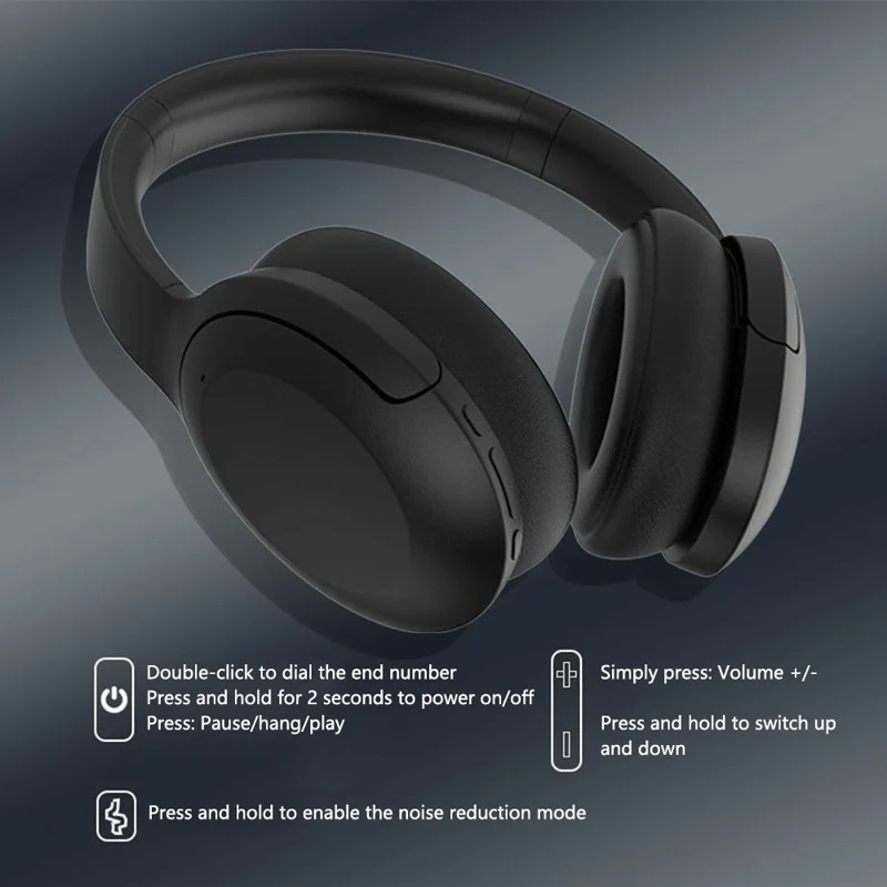 P3965 ANC Bluetooth-compatible Earphone Wireless Foldable Gaming Headphone - Grey