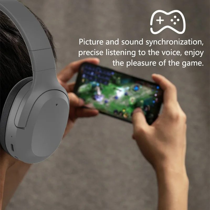 P2969 Over-Ear Wireless Bluetooth-compatible Earphone HiFi Stereo Sound Gaming Headphone - Grey