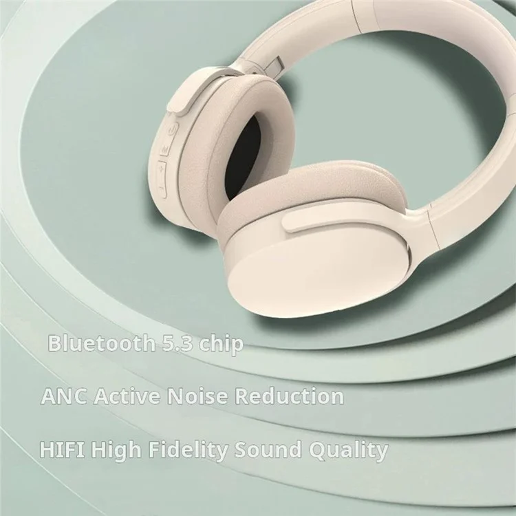 P3961 Active Noise Cancelling ANC Headset Over-Ear Bluetooth-compatible 5.3 Wireless Headphones - Grey