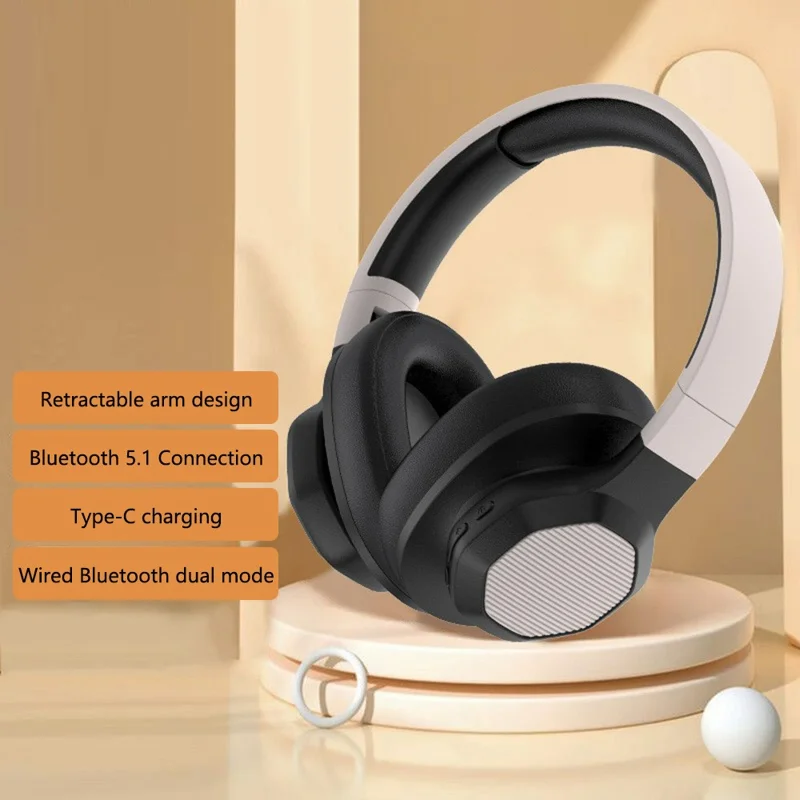 P2970 Wireless Folding Over-Ear Headphones Bluetooth-compatible 3D Ear-Cushioned Headset - White