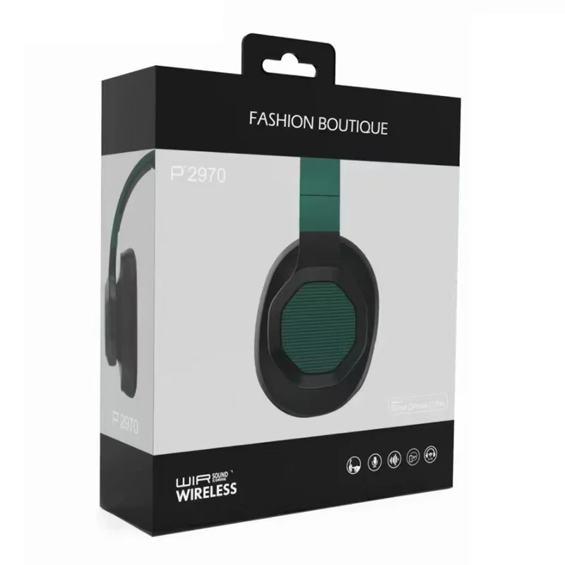 P2970 Wireless Folding Over-Ear Headphones Bluetooth-compatible 3D Ear-Cushioned Headset - Green