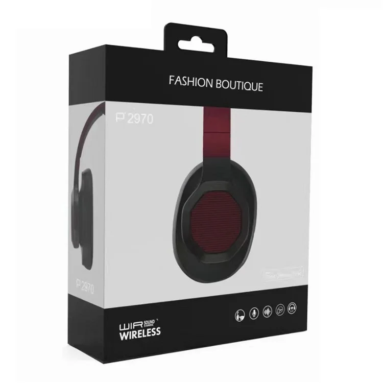 P2970 Wireless Folding Over-Ear Headphones Bluetooth-compatible 3D Ear-Cushioned Headset - Red