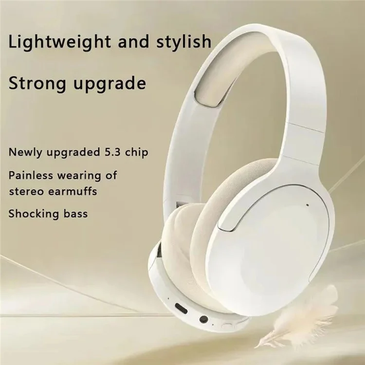 P2968 Lightweight Headset Over-Ear Wireless Bluetooth-compatible Headphones - Black
