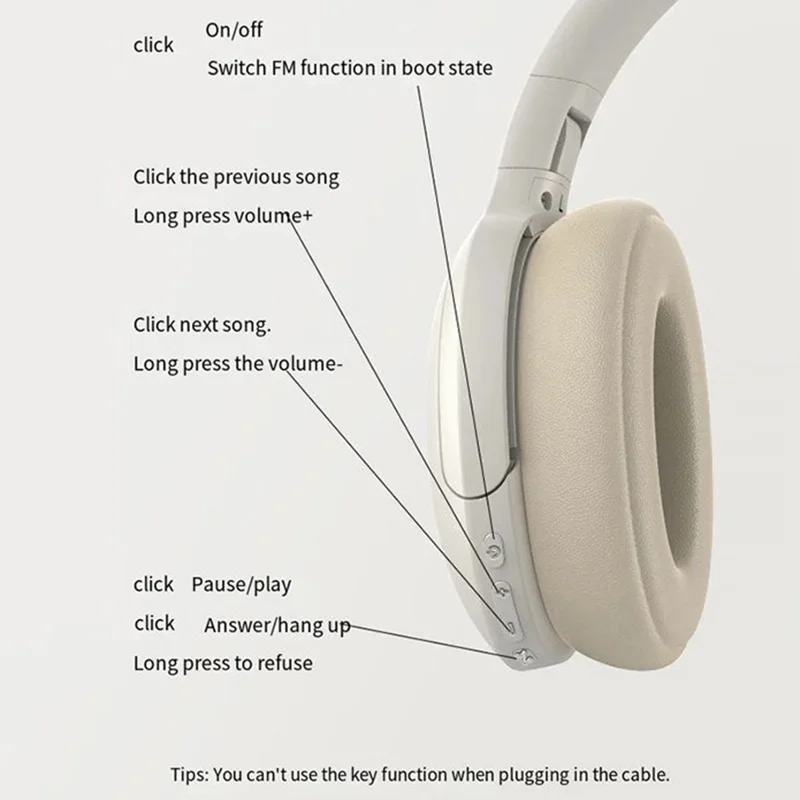 P2968 Lightweight Headset Over-Ear Wireless Bluetooth-compatible Headphones - Grey