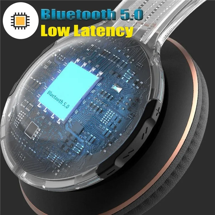 P2960 Wireless Bluetooth-compatible Headphones HiFi 3D Pad Foldable Over-Ear Headset - Black
