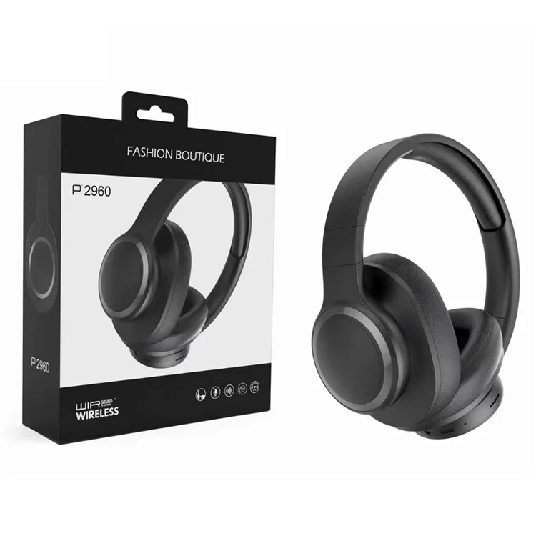 P2960 Wireless Bluetooth-compatible Headphones HiFi 3D Pad Foldable Over-Ear Headset - Black