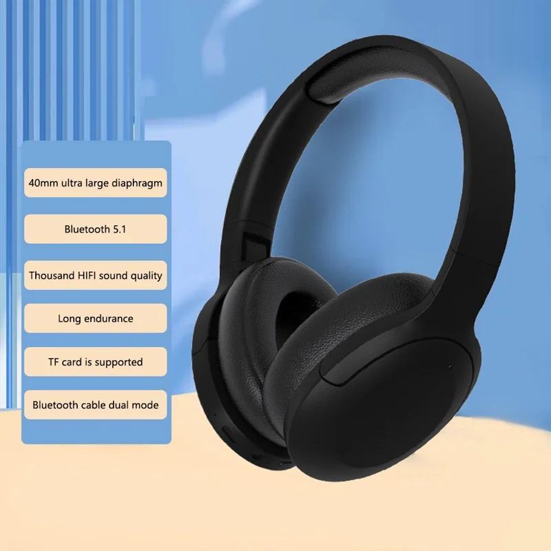 P2965 Over-Ear Wireless Bluetooth-compatible Headset Bass Effect Headphones Support TF Card - Army Green