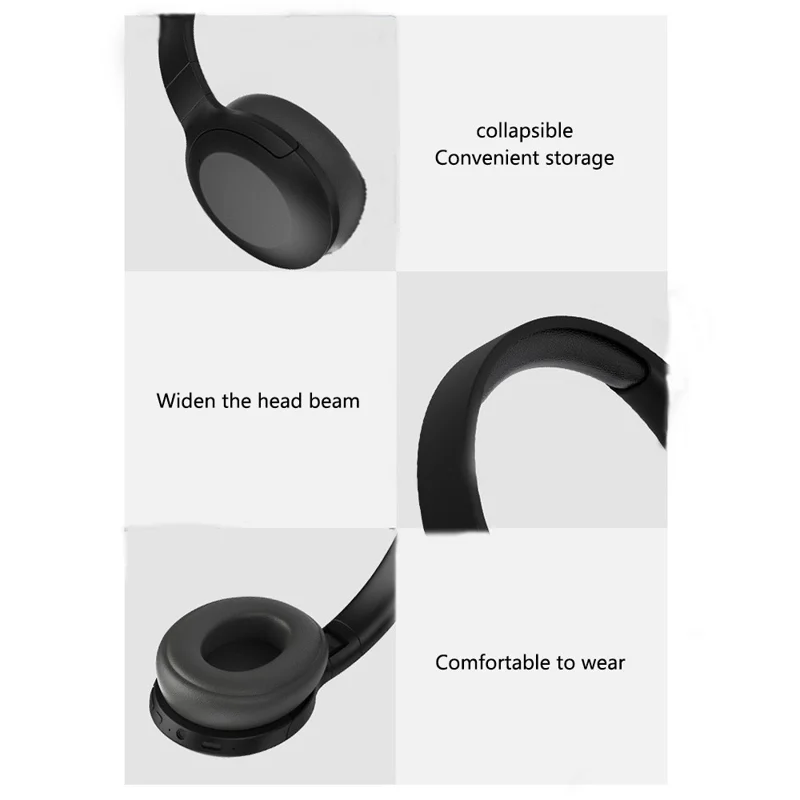 P2965 Over-Ear Wireless Bluetooth-compatible Headset Bass Effect Headphones Support TF Card - Army Green