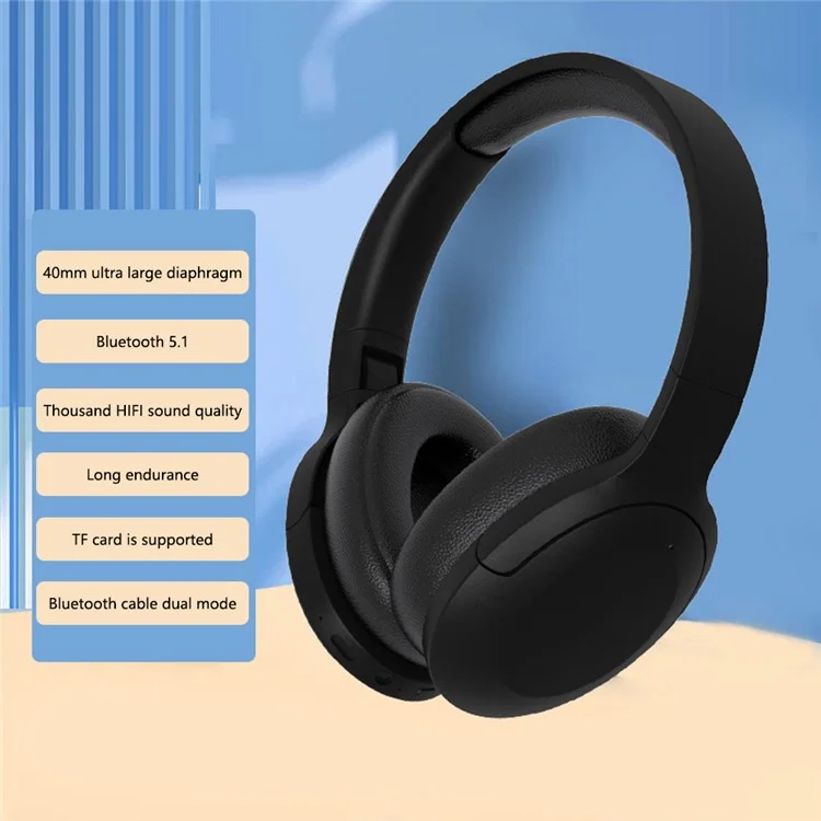 P2965 Over-Ear Wireless Bluetooth-compatible Headset Bass Effect Headphones Support TF Card - Red